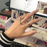 LATS Punk Cool Hip Pop Rings Multi-layer Adjustable Chain Four Open Finger Rings Alloy Man Rotate Rings for Women Party Gift