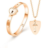VIP Fashion Concentric Lock Key Titanium Steel Stainless Steel Jewelry Bracelet Necklace Couple Sets
