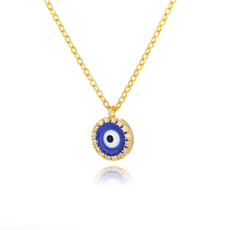 Aveuri Blue Evil Eye Charms Necklace For Women Stainless Steel Gold Turkish Zircon Eye Pendants Fashion Necklace Jewelry Gift Bijoux