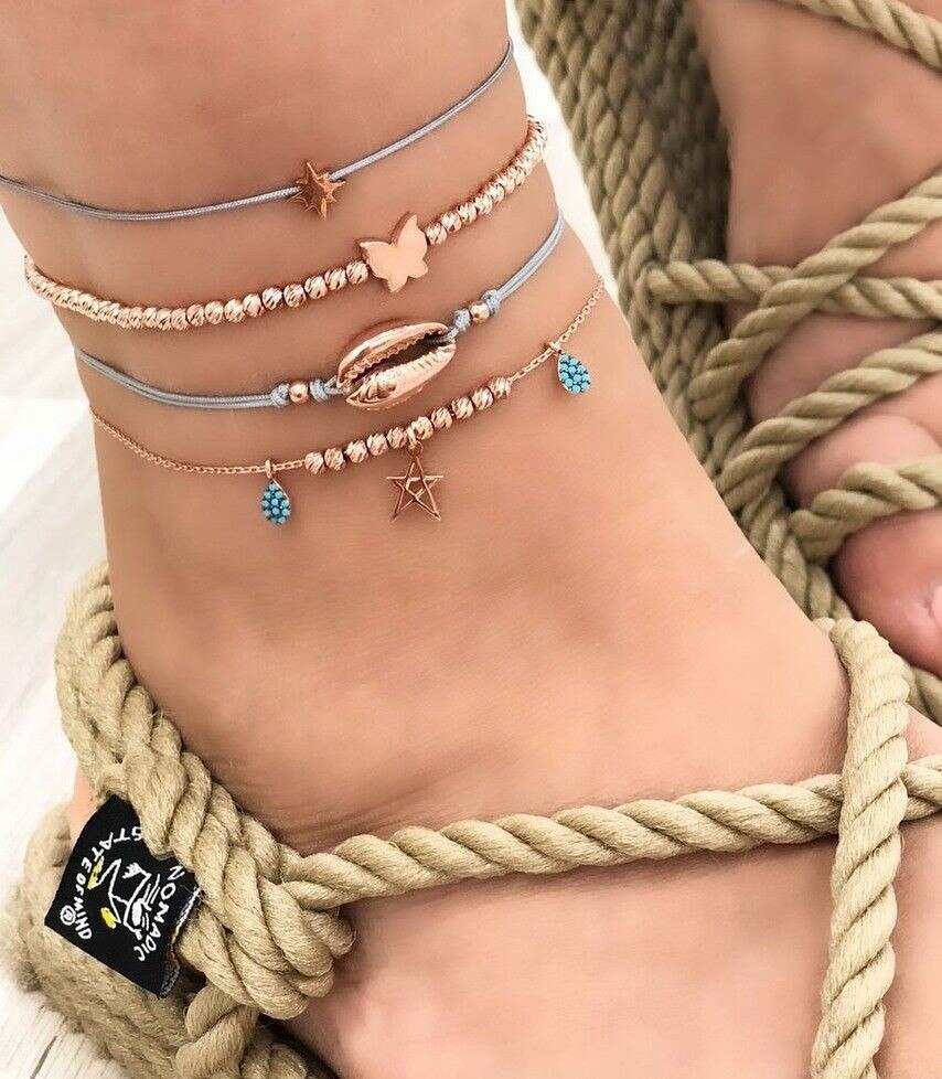 Vintage Ankle Bracelets for Women Simple Heart Love Anklets for Women Beach Charm Boho Accessories Mujer Leg Foot Jewelry