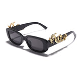 Aveuri Rectangle Vintage Sunglasses Women Punk Retro Small Sun Glasses Brand Designer Steampunk Eyeglasses Animal Totem Eyewear