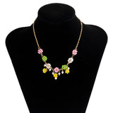 Aveuri New Fashion Cute Colorful Flowers Pendant Necklace For Women Girls Short Clavicle Chain Choker Necklace Bohemian Jewelry Gifts