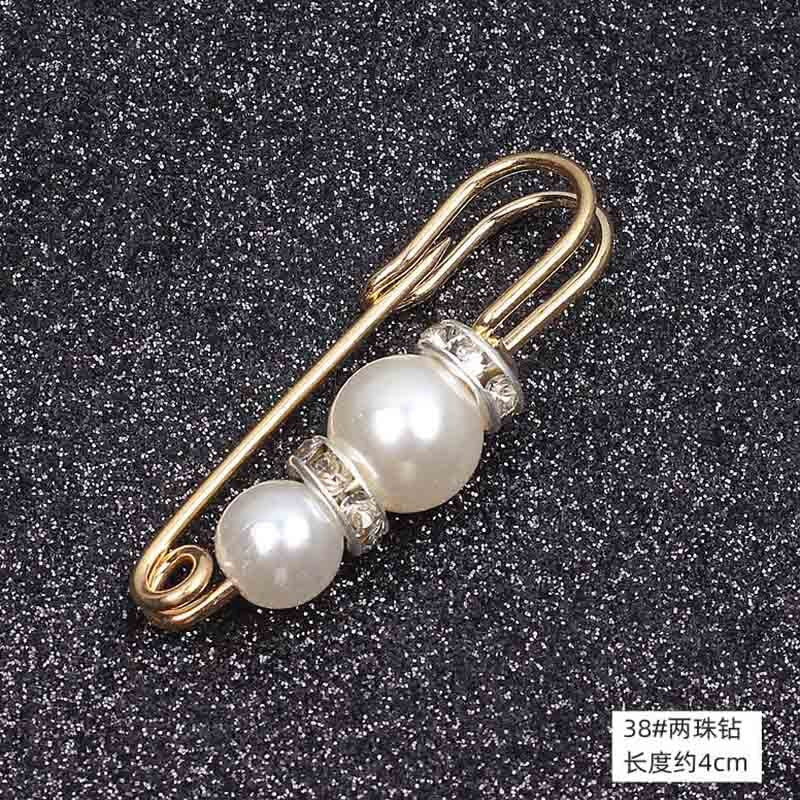 Lapel Pin Women Simulated-Pearl Pendant Pins Crystal Rhinestone Brooch For Woman Scarf Buckle Clips Hat Clothes Multipurpose Pin