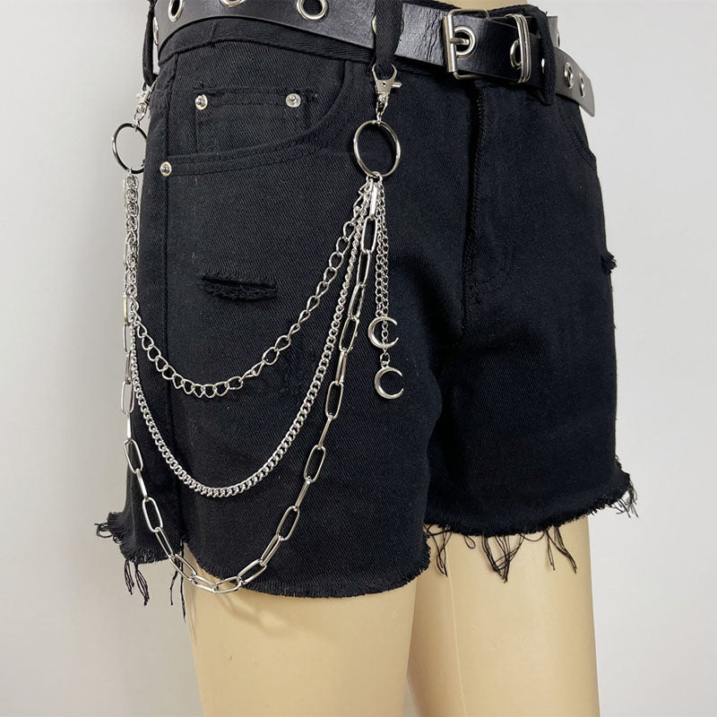 Punk Trouser Chain On The Jeans Pants Women Moon Pendants Keychains for Men Unisex Egirl Eboy Harajuku Goth Accessories