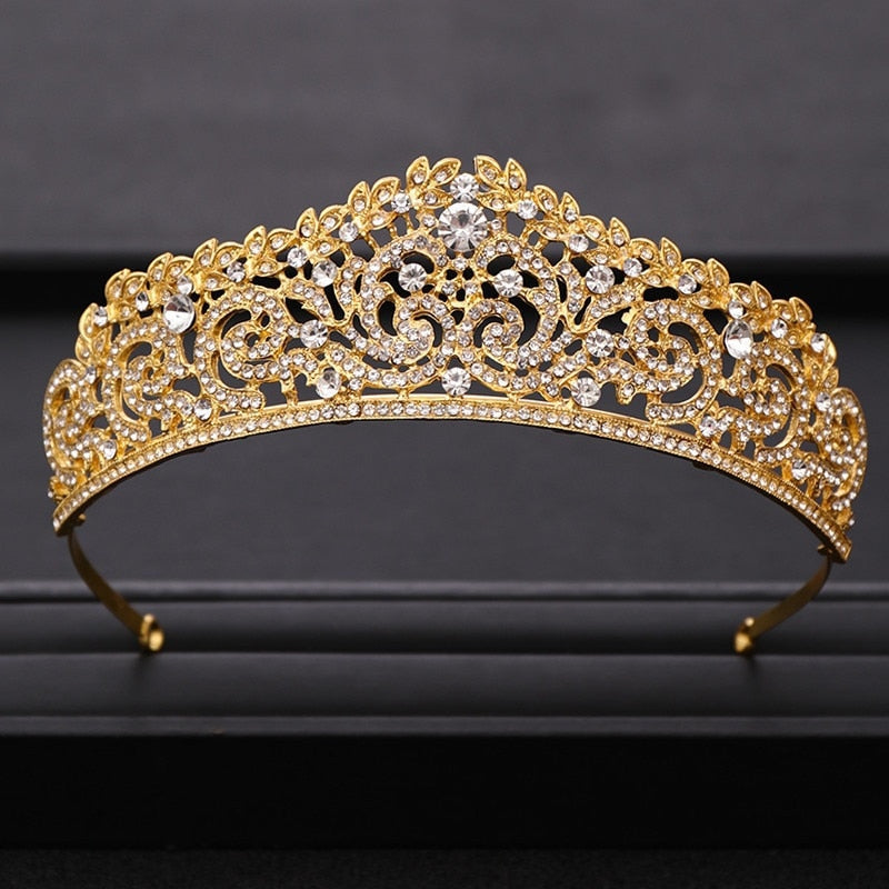 Aveuri  Wedding Crown Hair Jewelry Bridal  Hair Accessories Women Baroque Crown Rhinestones Crystal Tiaras Bride QueenParty Crowns Gift