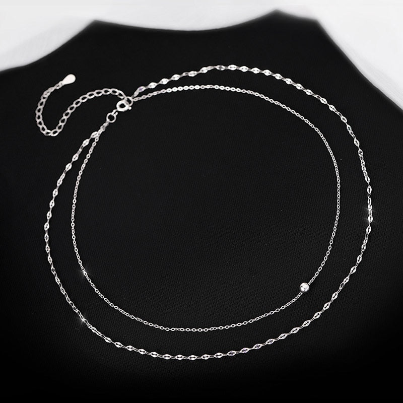 Christmas Gift New Double Layer Necklace Round Bead Chain Cute Choker Wedding Gift For Girl Fine Jewelry NK080