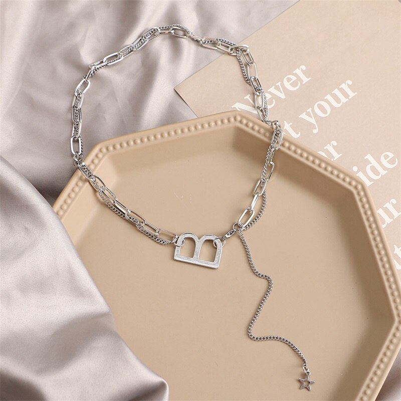 Christmas Gift EN Kpop Heart Chain Choker Necklace For Women collar Goth Necklaces Aesthetic Jewellery Christmas Party Girl halloween New Chock