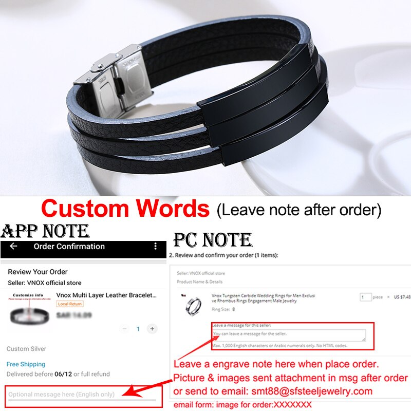 Vnox Multi Layer Leather Bracelets for Men Women Customizable Engraving Stainless Steel Casual Personalized Bangle