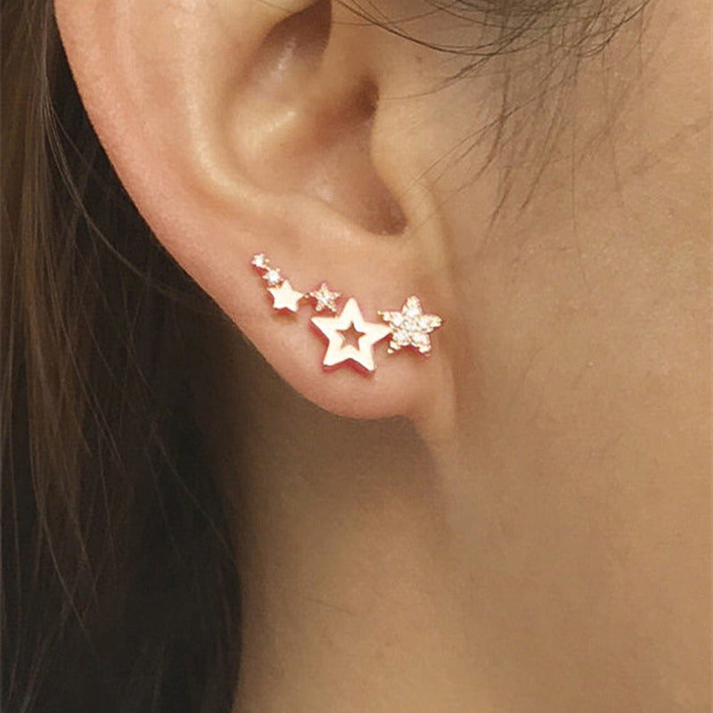 Aveuri  2023 Shiny Star Moon Stud Earrings For Women Everyday Girls Birthday Gift Jewelry Mini Star Stud Fashion Earrring
