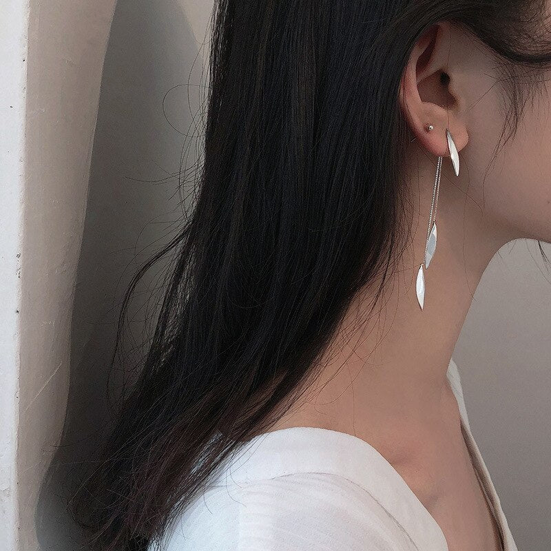 Christmas Gift Tassel Long Leaf Korean Dangle Earrings For Women Wedding Fashion Jewelry eh1221