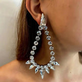 Aveuri Luxury Crystal Small Water Drop Long Dangle Earrings Jewelry For Women Bling Crystal Hanging Geometric Drop Earring Accessories
