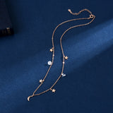 Christmas Gift New Shiny CZ Exquisite Stars & Moon Pendants Choker Necklace Fine Jewelry For Women Wedding Gift NK043