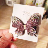 Aveuri Super Fairy Full transparent stone Butterfly Hairpin Simple Side Clip Bangs Clip Hair Card Headdress Duckbill Clip Hair Jewelry