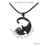 Aveuri New Stainless Steel Black White Yin Yang Cat Pendants Necklaces Couple Best Friend Necklace Jewelry Gift for Friendship A11