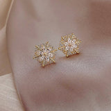 Aveuri Cubic Zircon Stud Earrings Round Knot-Bow Snowflake Brinco For Women Cute Trendy Crystal Earrings Jewelry Girls Gift