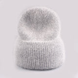 Christmas Gift Winter Hat for Women Angola Beanie Hat Knitted Rabbit Fur Skullies Hat Warm Bonnet Cap Female Hats for Girl Hat