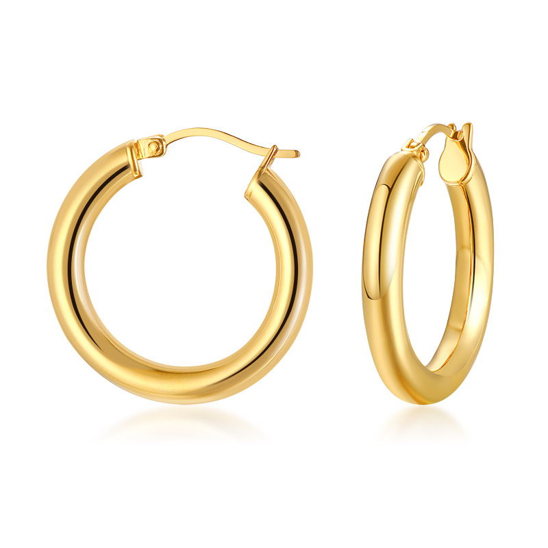 Aveuri Geometric Huggie Hoop Earrings for Women Gold Filled Stainless Steel Medium Thick Charm Bohe Female Cartilage Piercing