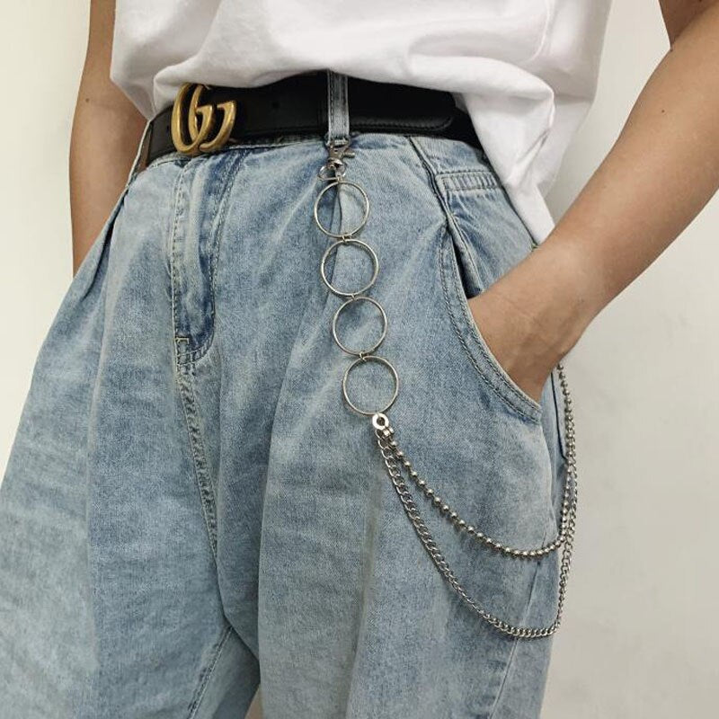 Layered Chain Keychain for Women Man Pant Jeans HipHop llaveros Punk Rock Trousers Chains Street Key Chain Hipster sleutelhanger