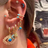 Aveuri 2022 Vintage Cuban Turkish Evil Eye Shell Hoop Earring Sets For Women ZA Zircon Stud Non-Piercing Ear Clips Fashion Party Jewelry New