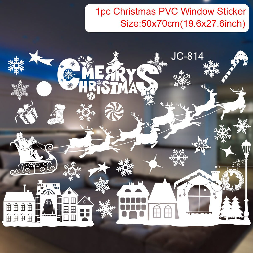 Christmas Gift Merry Christmas Decor Window Stickers Santa Elk Wall Sticker For Christmas Home Door Window Display Decor Happy New Year 2021