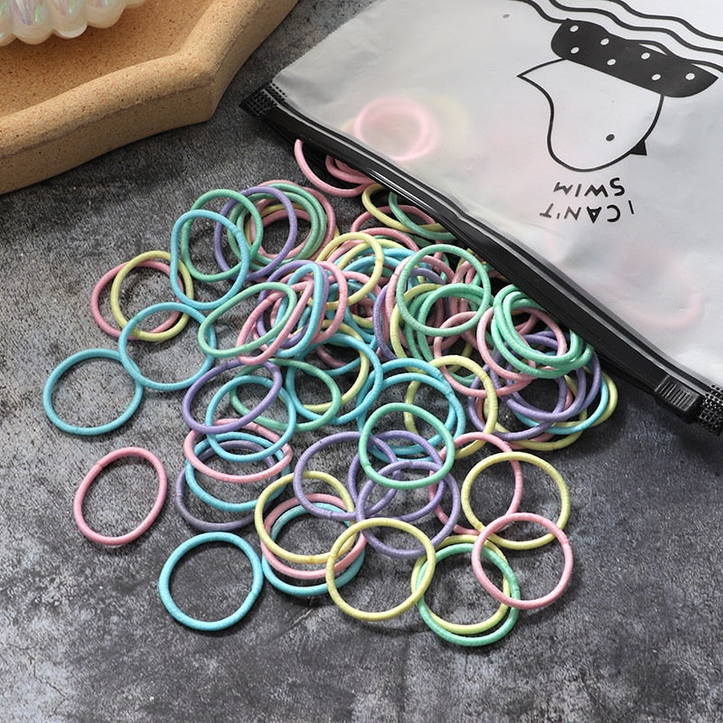 Back to school 2023 AVEURI 60/100Pcs/Set Elastic Hair Bands Girls Hair Accessories Colorful Nylon Headband Kids Ponytail Holder Scrunchie Ornaments Gift