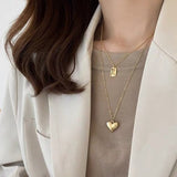 Aveuri Real Gold Pleated Heart Pendant Necklace For Women Clavicle Chain Elegant Charm Wedding Pendant Fashion Jewelry Accessories