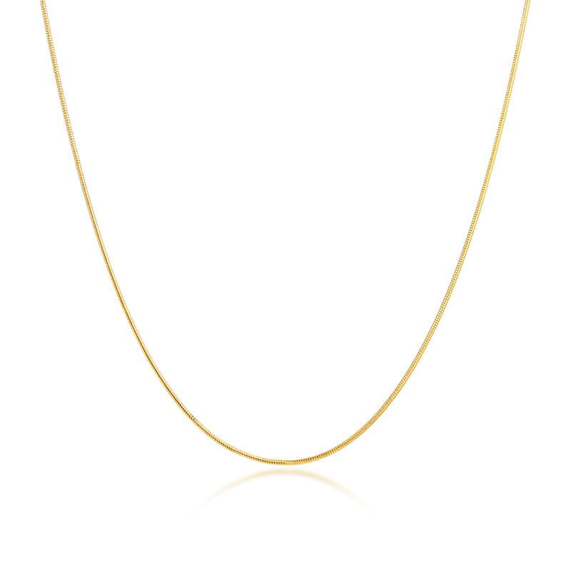 Gold Color Women Snake Chain Necklace 1mm Ultra Thin Round Choker Necklace Stainless Steel Valentines Gift 16" to 20"