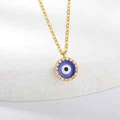 Aveuri Blue Evil Eye Charms Necklace For Women Stainless Steel Gold Turkish Zircon Eye Pendants Fashion Necklace Jewelry Gift Bijoux