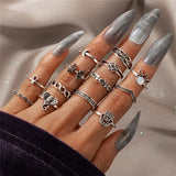 Aveuri New Sunflower Starfish Crescent Rings Set For Women Metal Alloy Eyes Midi Rings  Jewelry Wholesale