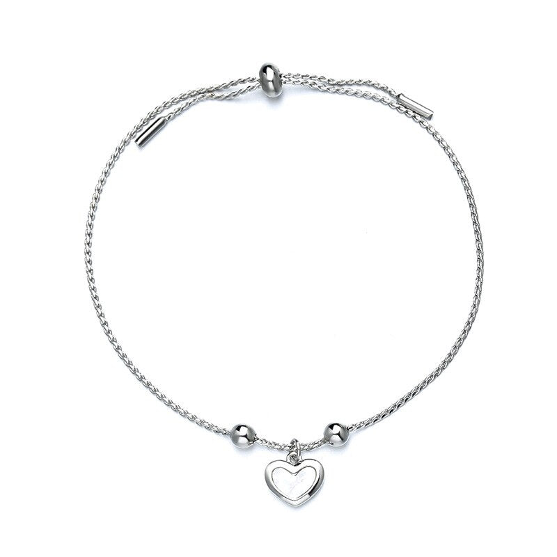 Aveuri Christmas Gift 2023 New Silver Color Heart Shape Charm Bracelet & Bangle For Women Wedding Jewelry Pulseras Mujer  sl024