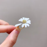 AVEURI 2023 New Vintage Asymmetric Daisy White Flower Enamel Long Dangle Drop Earrings For Women Party Wedding Jewelry