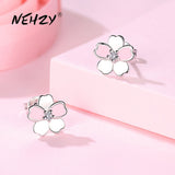 Christmas Gift alloy Stud Earrings High Quality Woman Fashion Jewelry New Flower Zircon Hot Sale Earrings