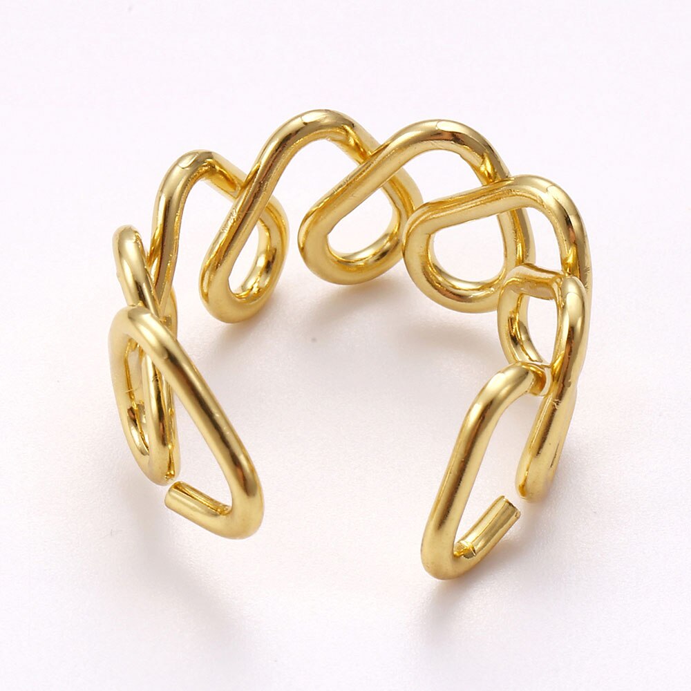 Aveuri New Creative Simple Hollow Gold And Silver Color Couple Rings Geometry Punk Hip Hop Men Women Paired Ring Jewelry Gift