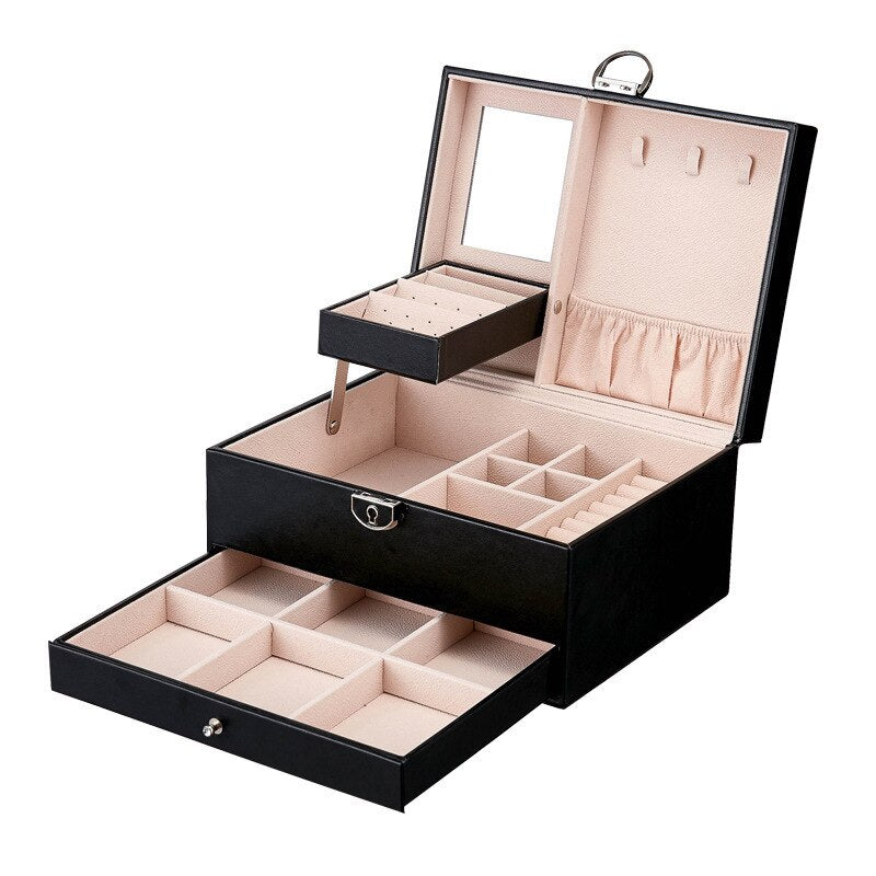 Christmas Gift Casegrace Jewelry Storage Box Ladies Pu Leather Jewelry Box Large Capacity Necklace Earrings Ring Jewelry Packaging Display Box