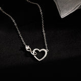 Women 925 Sterling Silver AAA Zircon Diamond Love Heart Necklace Clavicle Chain Fine Jewelry Engagement Gift