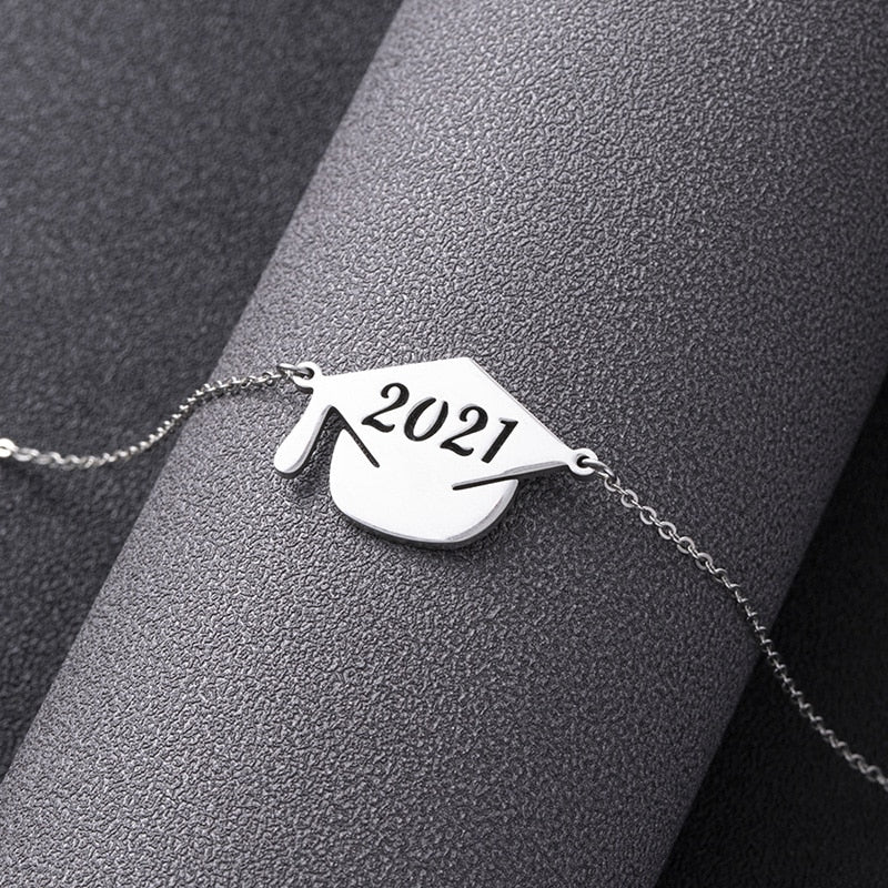 Graduation gifts Class of 2023 Graduate Necklace Jewelry Gold Silver Color Stainless Steel Graduation Hat Pendant Necklaces With Card Gifts