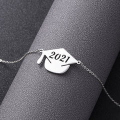 Graduation gifts Class of 2023 Graduate Necklace Jewelry Gold Silver Color Stainless Steel Graduation Hat Pendant Necklaces With Card Gifts