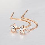 prom accessories prom accessories Aveuri Graduation gifts Cute 585 Rose Gold Long Line Chain Drop Earrings for Women Girls Mini Star CZ Tassel Earring Adjustable Fashion Jewelry GE345