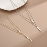 Trendy 925 Sterling Silver Square Long Strip Double Necklace Simple and Exquisite Pendant Women Clavicle Chain Fine Jewelry