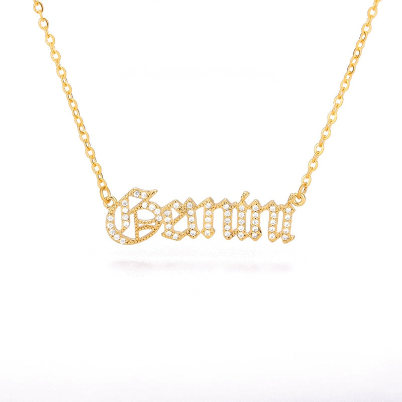 Aveuri Letter Constellation Necklace For Women Stainless Steel Gold 12 Zodiac Necklaces Choker Alphabet Jewelry Bijoux Femme BFF