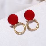 Aveuri 2023 Sweet Burgundy Enamel Heart Earrings for Women Girl Gold Color Metal Love Heart Hanging Dangle Earrings Vintage Jewelry