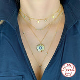 Aveuri Plata De Ley 925 Necklace For Women 5 Stars Zircon Chain Around The Neck Collares Para Mujer Bijoux Femme Vintage