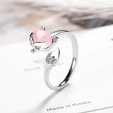 Aveuri  sterling silver new woman fashion jewelry high quality crystal zircon agate fox ring size adjustable ring