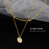 Christmas Gift Trendy Double Layer Choker Necklace Round Piece Pendant Necklaces Gift For Women Fine Accessories Jewelry