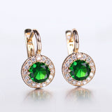 prom accessories prom accessories Rose Gold Color Earrings For Women Green Round Stone Cubic Zircon Drop Earrings White Geometric Luxury Trendy Jewelry GE278