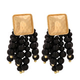 AVEURI New Long Wooden Bead Chain Tassel Christmas Dangle Earrings Statement Drop Earring Fashion Trend Xmas Jewelry For Women Gift