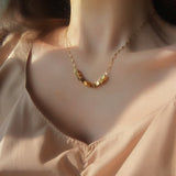 Aveuri Simple Korean Necklace 14K Real Gold Plated Elegant Cube Design Choker For Women Girl Kolye Luxurious Jewelry Gift