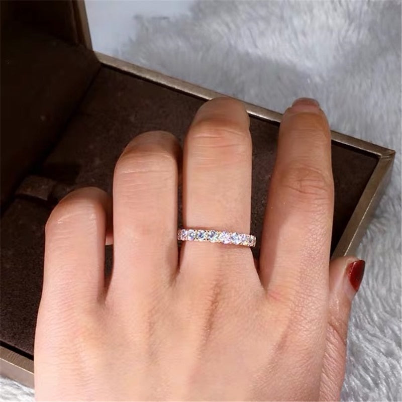 Aveuri Low-Key Promise Wedding Rings For Women Full Cubic Zirconia Fashion Rose Gold Color Thin Ring Simple Stylish Girl Jewelry