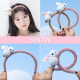 Back to school 2023 AVEURI Cute Animal Hair Ball Rabbit Headband Female Hair Band Hair Clip Korean Headwear Children Hair Accessories Headwear Ornaments