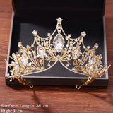 Aveuri Vintage Baroque Queen Tiara Diadem Gold Wedding Crystal Rhinestone Crown Tiaras Bridal Hair Jewelry Wedding Hair Accessories